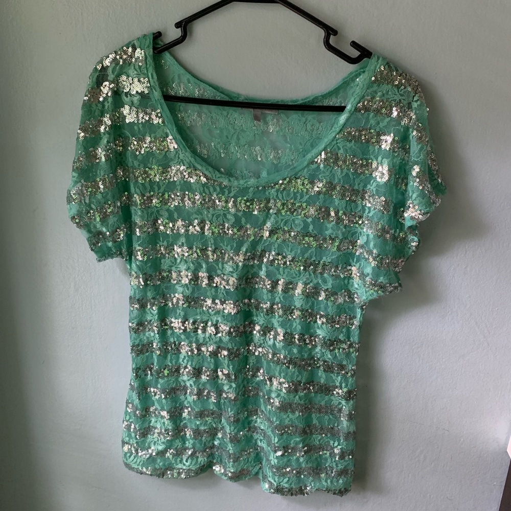 Charlotte Russe Mint Sequin Top